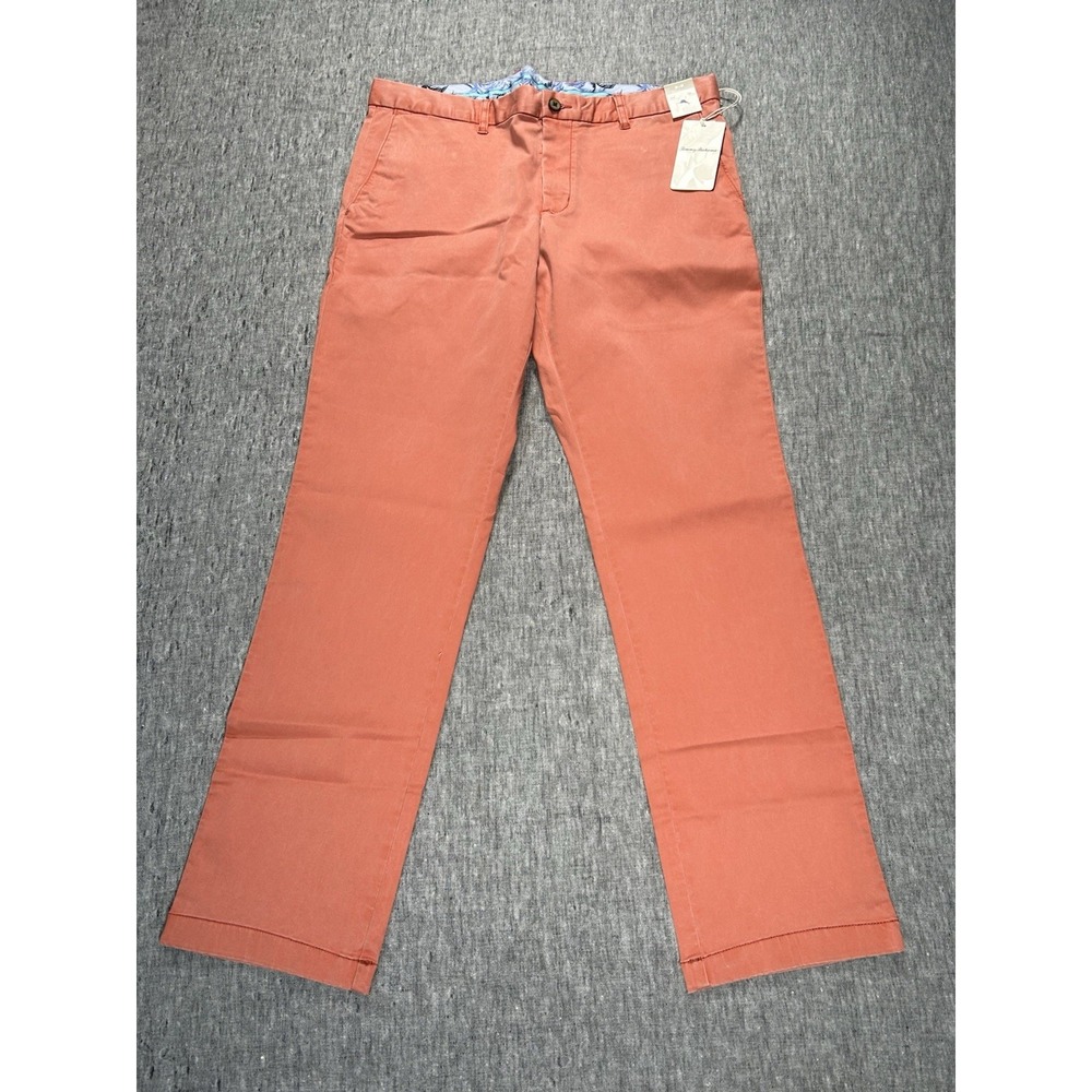 Tommy Bahama Boracay Pants Mens 35 x 32 Coral Pink Chino Rear Button Pockets